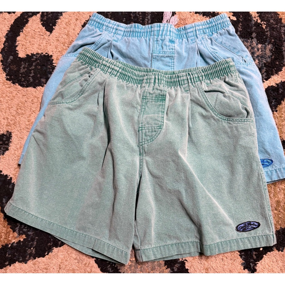 Vintage Quiksilver 90s Cotton Shorts Bundle Teal Blue Mens 32 J104122 2 Pack